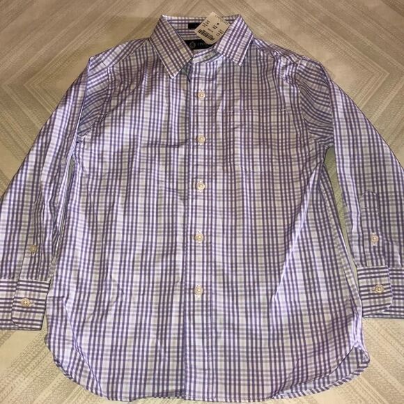 Crewcuts Boys Purple/White Plaid Button Down Shirt - Picture 1 of 7